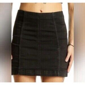 Free People mini Skirt Womens 4 Black Rear Zip 70s Look Casual Party